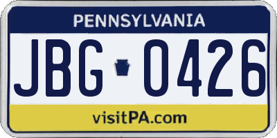 PA license plate JBG0426