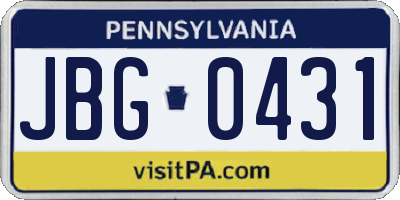 PA license plate JBG0431