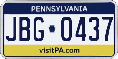 PA license plate JBG0437