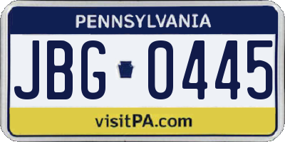 PA license plate JBG0445