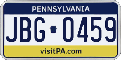 PA license plate JBG0459