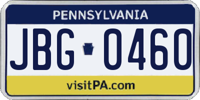 PA license plate JBG0460