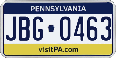 PA license plate JBG0463