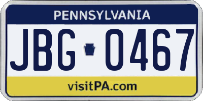 PA license plate JBG0467