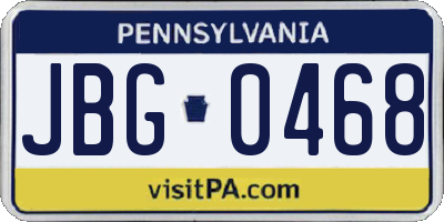PA license plate JBG0468