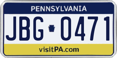 PA license plate JBG0471