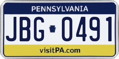 PA license plate JBG0491