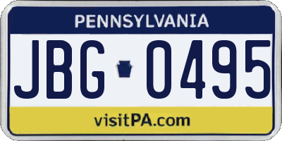 PA license plate JBG0495