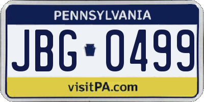 PA license plate JBG0499