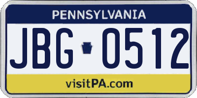 PA license plate JBG0512