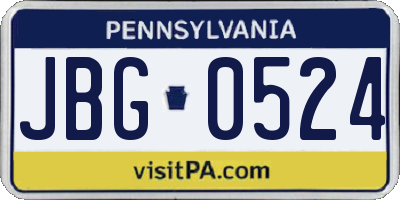 PA license plate JBG0524