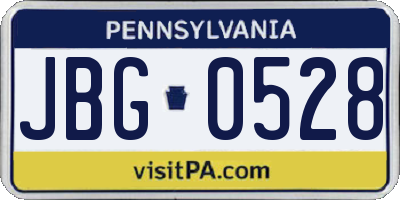 PA license plate JBG0528
