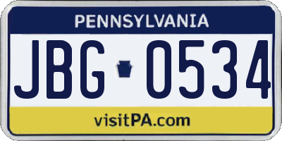 PA license plate JBG0534