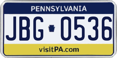 PA license plate JBG0536