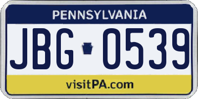 PA license plate JBG0539