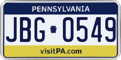 PA license plate JBG0549