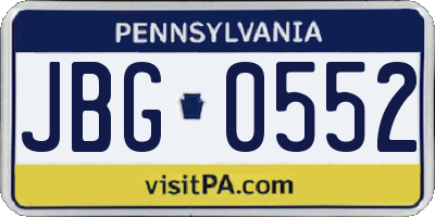 PA license plate JBG0552