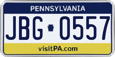 PA license plate JBG0557