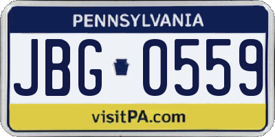 PA license plate JBG0559