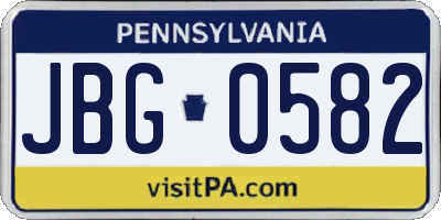 PA license plate JBG0582
