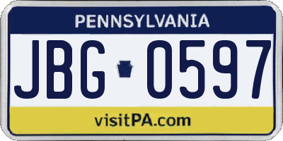 PA license plate JBG0597