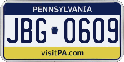 PA license plate JBG0609