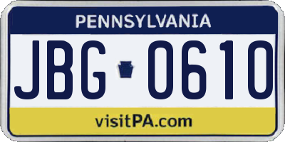 PA license plate JBG0610