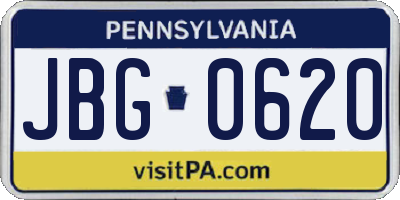 PA license plate JBG0620