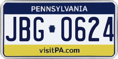 PA license plate JBG0624