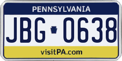 PA license plate JBG0638