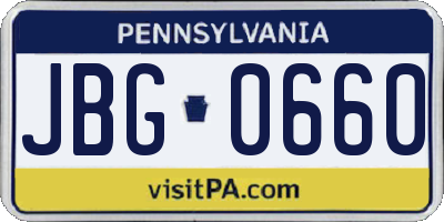 PA license plate JBG0660