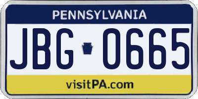 PA license plate JBG0665