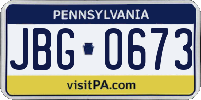 PA license plate JBG0673