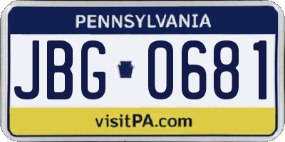 PA license plate JBG0681