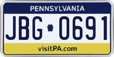 PA license plate JBG0691