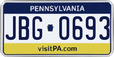 PA license plate JBG0693
