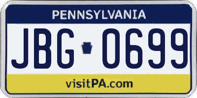 PA license plate JBG0699