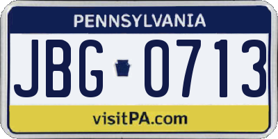 PA license plate JBG0713