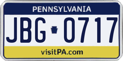 PA license plate JBG0717