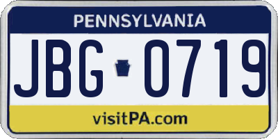 PA license plate JBG0719