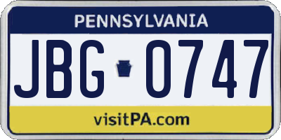PA license plate JBG0747