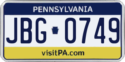 PA license plate JBG0749