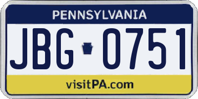 PA license plate JBG0751