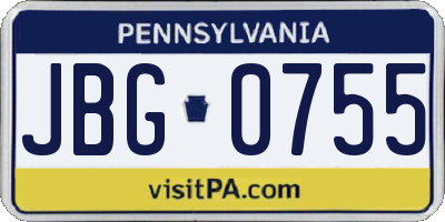 PA license plate JBG0755