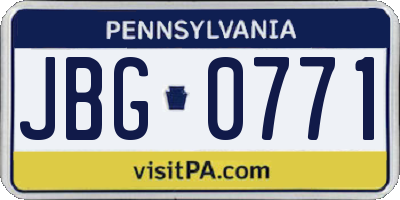 PA license plate JBG0771