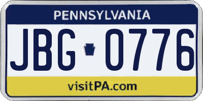 PA license plate JBG0776