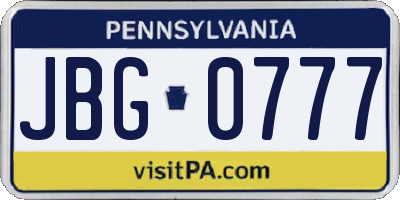 PA license plate JBG0777