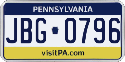 PA license plate JBG0796