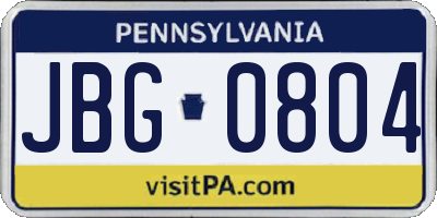 PA license plate JBG0804