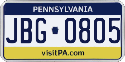 PA license plate JBG0805